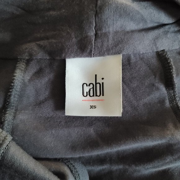 CABI Faux Wrap Fickle Tee Gray Sz XS Cap Slv Jersey Knit Style 3058 EUC - Picture 3 of 10